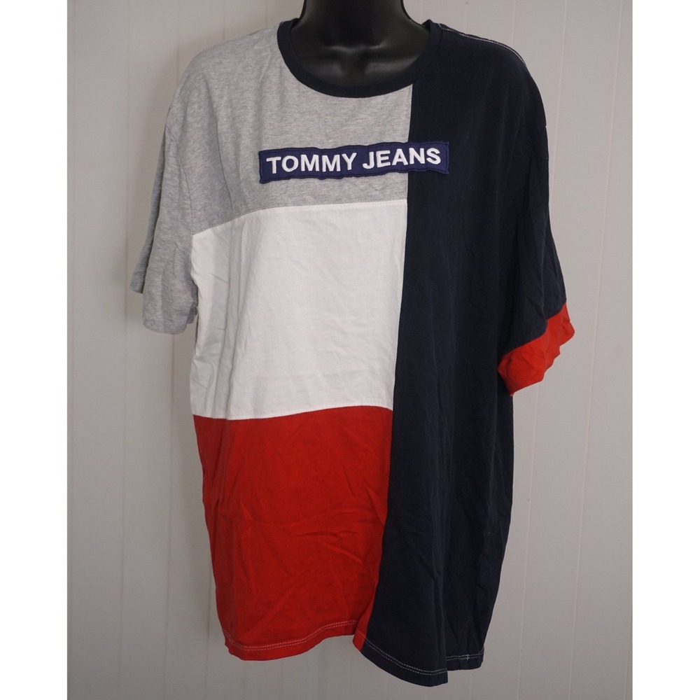 Tommy Jeans XL Colorblock Cotton Short Sleeve T-Shirt Logo Patch
